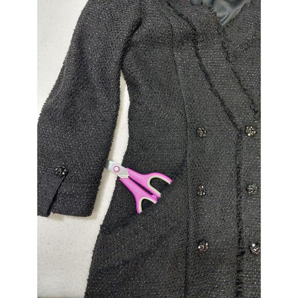 GUESS SZ 4 S black woven pullover faux double breast embellished jacket B123 - Picture 6 of 9